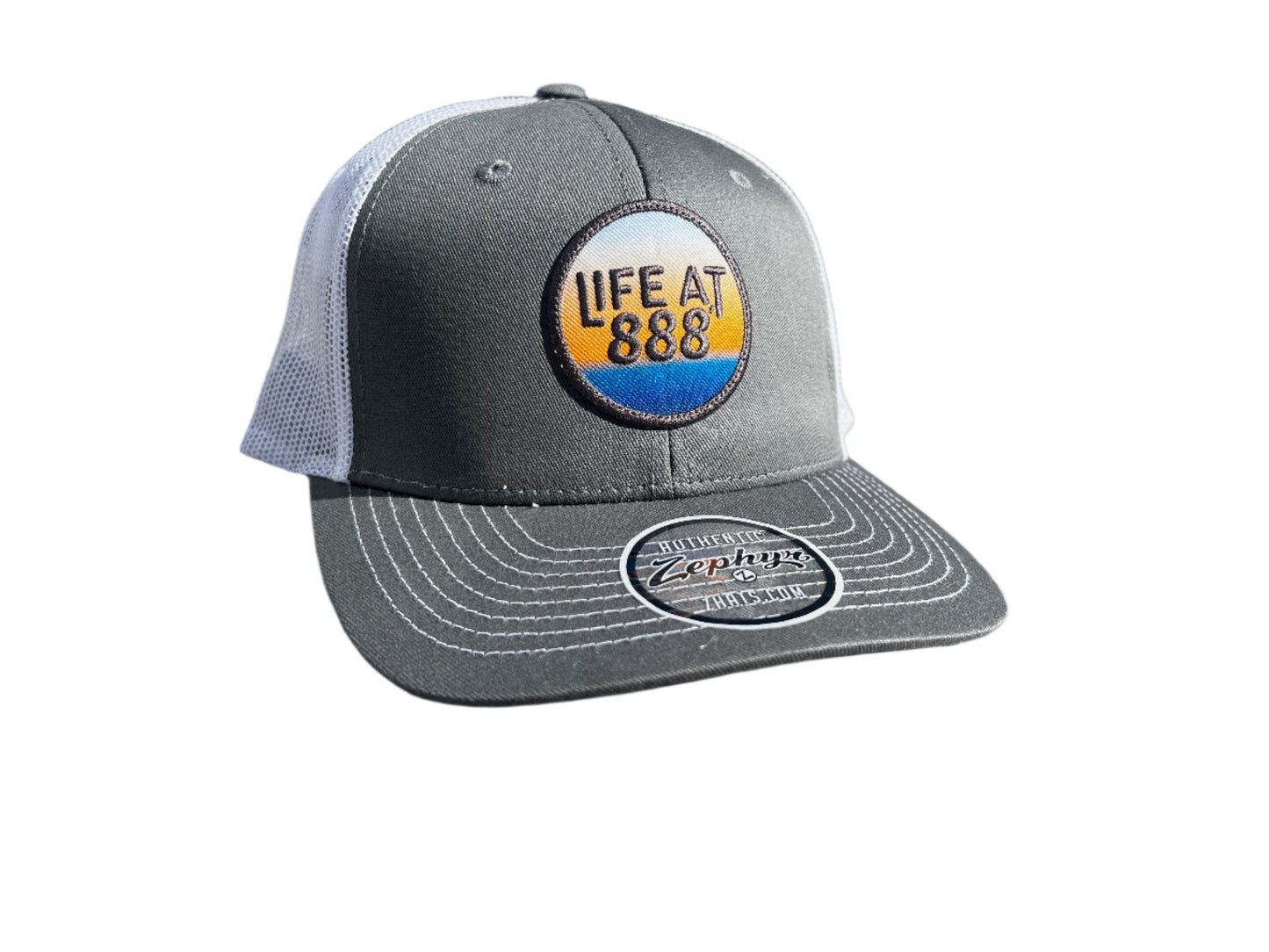 Snapback Cotton Twill Hat (Medium Gray/White)